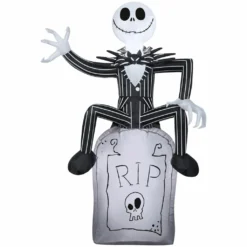 Gemmy Airblown Inflatable Jack Skellington on Tombstone, Self-Inflates, G-74039
