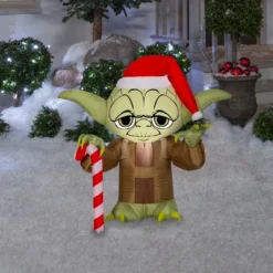 Gemmy Airblown-Stylized Yoda with Santa Hat Inflatable Decor, G-114961 -Gemmy Sale Store 1454484 A1
