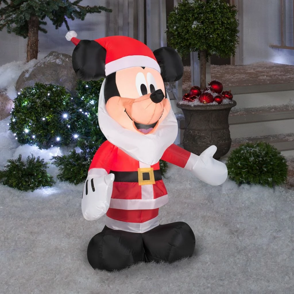 Gemmy Airblown Mickey with Santa Beard Christmas Inflatable 4 Gemmy Airblown Mickey with Santa Beard Christmas Inflatable - Image 2