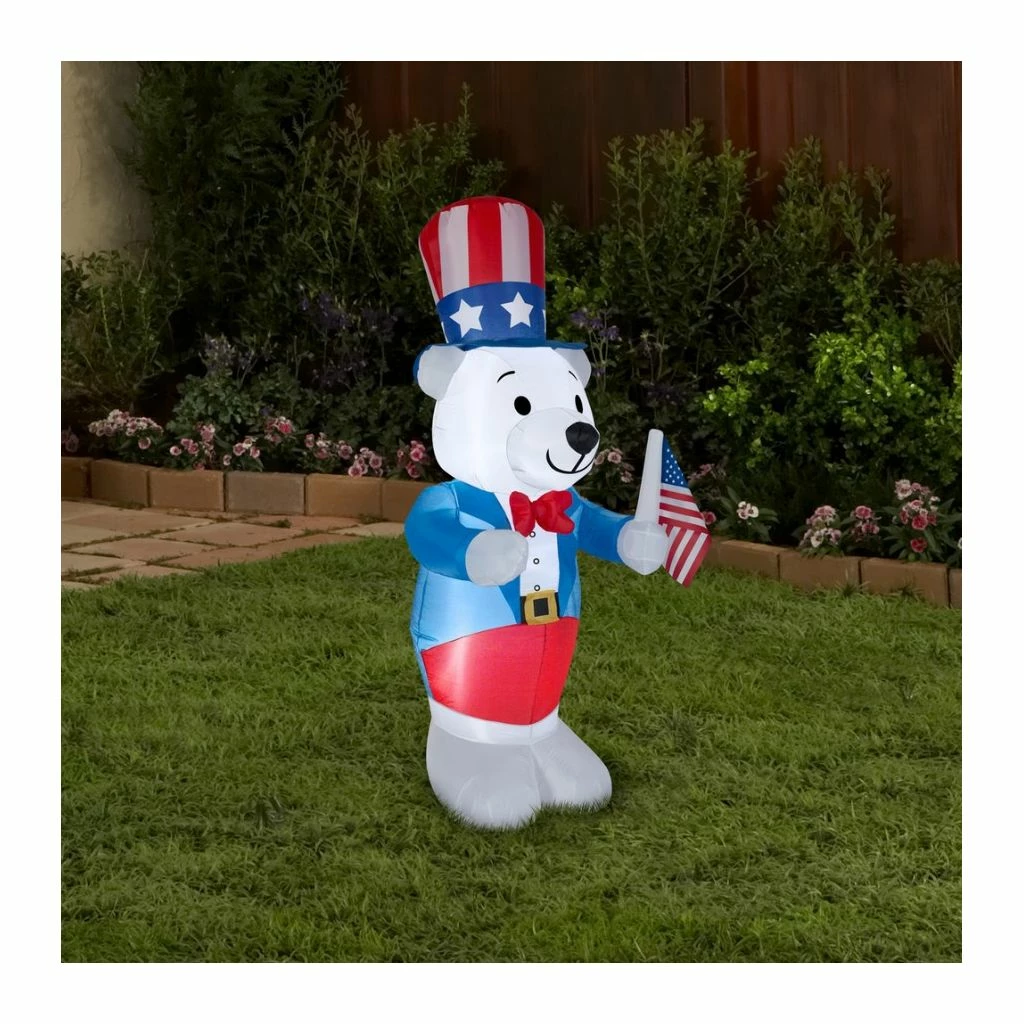Gemmy Airblown Inflatable Fourth of July White Bear, 6 ft., G-49624 4 Gemmy Airblown Inflatable Fourth of July White Bear, 6 ft., G-49624 - Image 2
