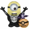Gemmy Air-Blown Minion Skeleton with Pumpkin Scene Inflatable, Self-Inflates, G-225046 -Gemmy Sale Store 1547573