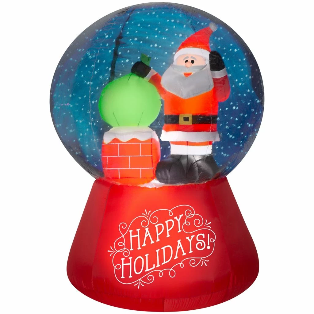 Gemmy Airblown Inflatable Snow Globe Santa on Rooftop Scene 3 Gemmy Airblown Inflatable Snow Globe Santa on Rooftop Scene
