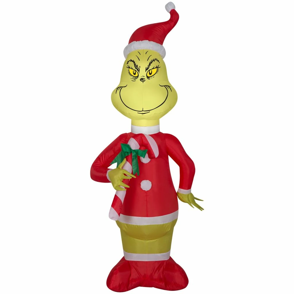 Gemmy Airblown Grinch with Red and White Candy Cane Decor, G-114904 3 Gemmy Airblown Grinch with Red and White Candy Cane Decor, G-114904