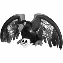 Gemmy Airblown Mixed Media Crow with Skull Inflatable Decoration, G-224694