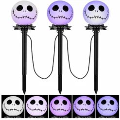 Gemmy Halloween Lightshow Pathway-CandleFlicker-Nightmare Before Christmas-Set of 3-Disney G-226049