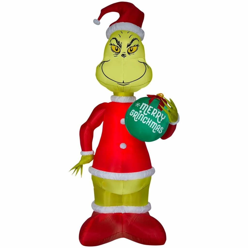 Gemmy Airblown Inflatable Grinch with Ornament, Giant Size, Dr. Seuss 3 Gemmy Airblown Inflatable Grinch with Ornament, Giant Size, Dr. Seuss