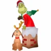 Gemmy Airblown Inflatable Grinch in Chimney with Max Scene, From the Mind of Dr. Seuss -Gemmy Sale Store 1736982