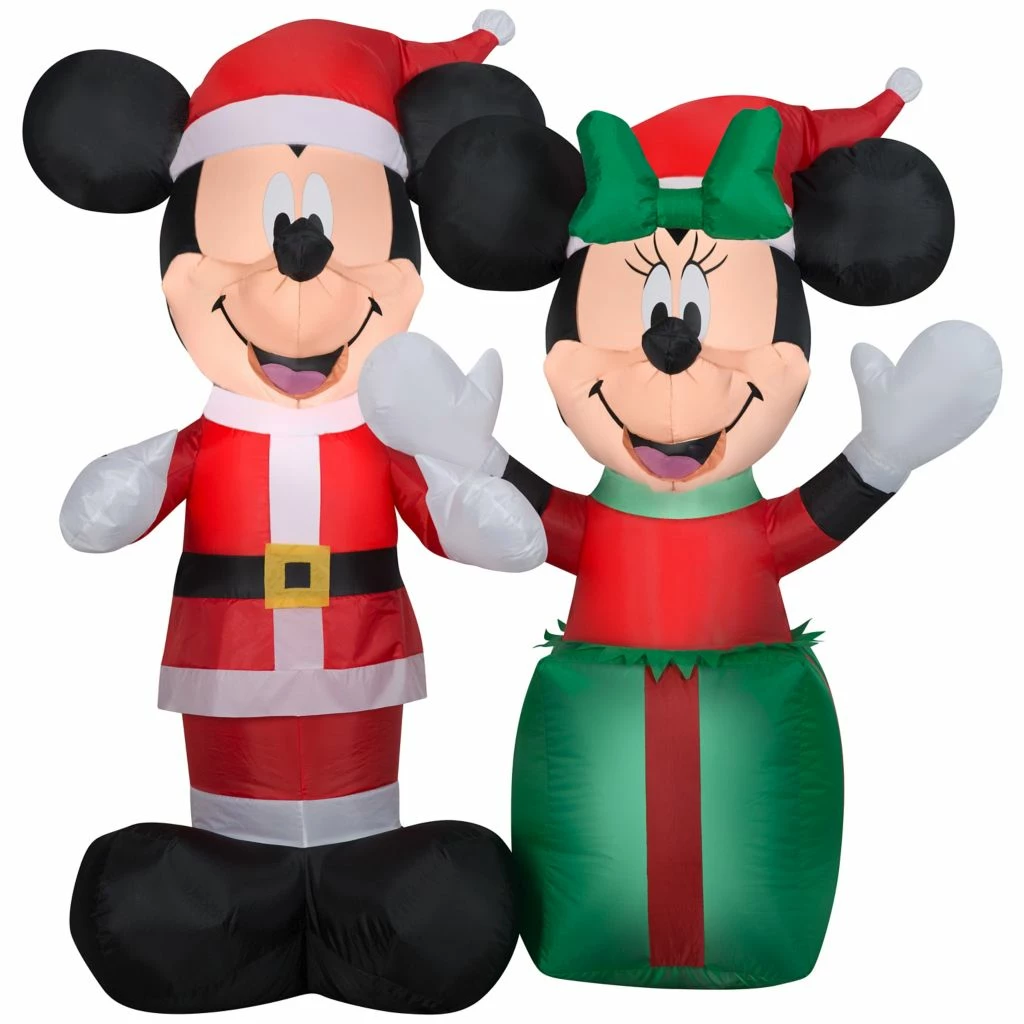 Gemmy Airblown Inflatable Santa Mickey and Minnie Scene, Disney 3 Gemmy Airblown Inflatable Santa Mickey and Minnie Scene, Disney