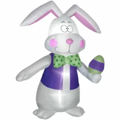 Gemmy Airblownwhite Bowtie Bunny with Vest