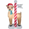 New! Gemmy Airblown Inflatable Rudolph the Red-Nosed Reindeer with North Pole Sign, G-110001