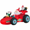 New! Gemmy Airblown Inflatable Santa's Racecar with Penguins, G-113061 -Gemmy Sale Store 1935123