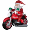 New! Gemmy Airblown Inflatable Luxe Santa on Christmas Motorcycle, G-113764