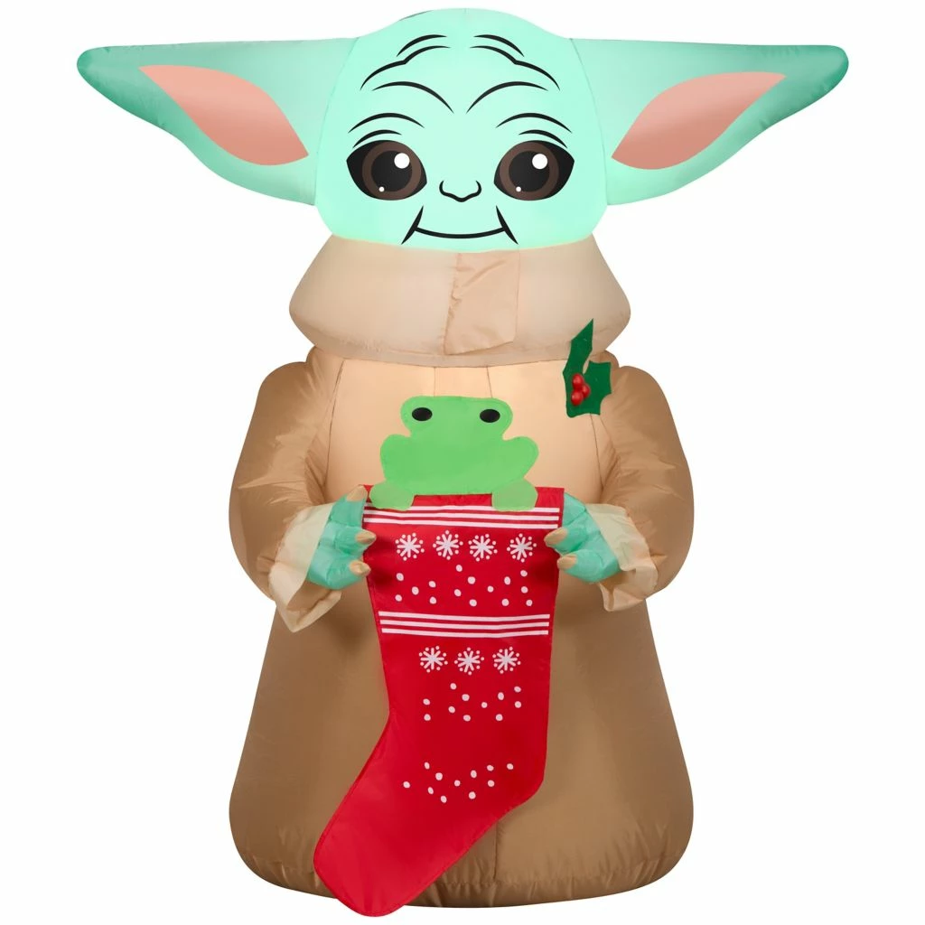 New! Gemmy Airblown Inflatable Grogu with Frog in Stocking, G-116019 3 New! Gemmy Airblown Inflatable Grogu with Frog in Stocking, G-116019