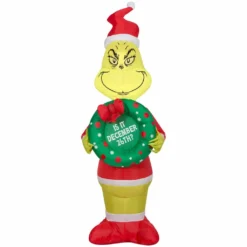 New! Gemmy Airblown Inflatable Grinch with Wreath, G-116021