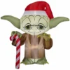 New! Gemmy Airblown Inflatable Yoda with Candy Cane, G-119287 -Gemmy Sale Store 1935151