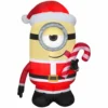 New! Gemmy Airblown Inflatable Minion Stuart Licking Candy Cane, G-119292 -Gemmy Sale Store 1935152