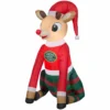 New! Gemmy Airblown Inflatable Rudolph the Red-Nosed Reindeer in Christmas PJs, G-119305 -Gemmy Sale Store 1935156