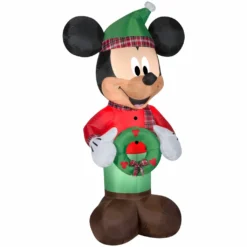 New! Gemmy Airblown Inflatable Mickey Mouse with Plaid Accents, G-119374
