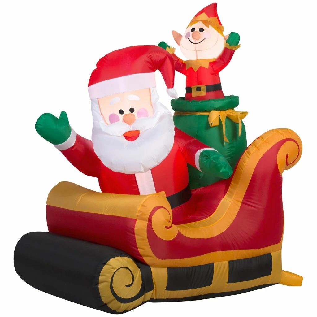 New! Gemmy Airblown Inflatable Santa and Elf in Sleigh, G-83440 3 New! Gemmy Airblown Inflatable Santa and Elf in Sleigh, G-83440