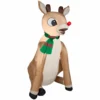 New! Gemmy Airblown Inflatable Rudolph the Red-Nosed Reindeer with Striped Scarf, G-86344 -Gemmy Sale Store 1935171